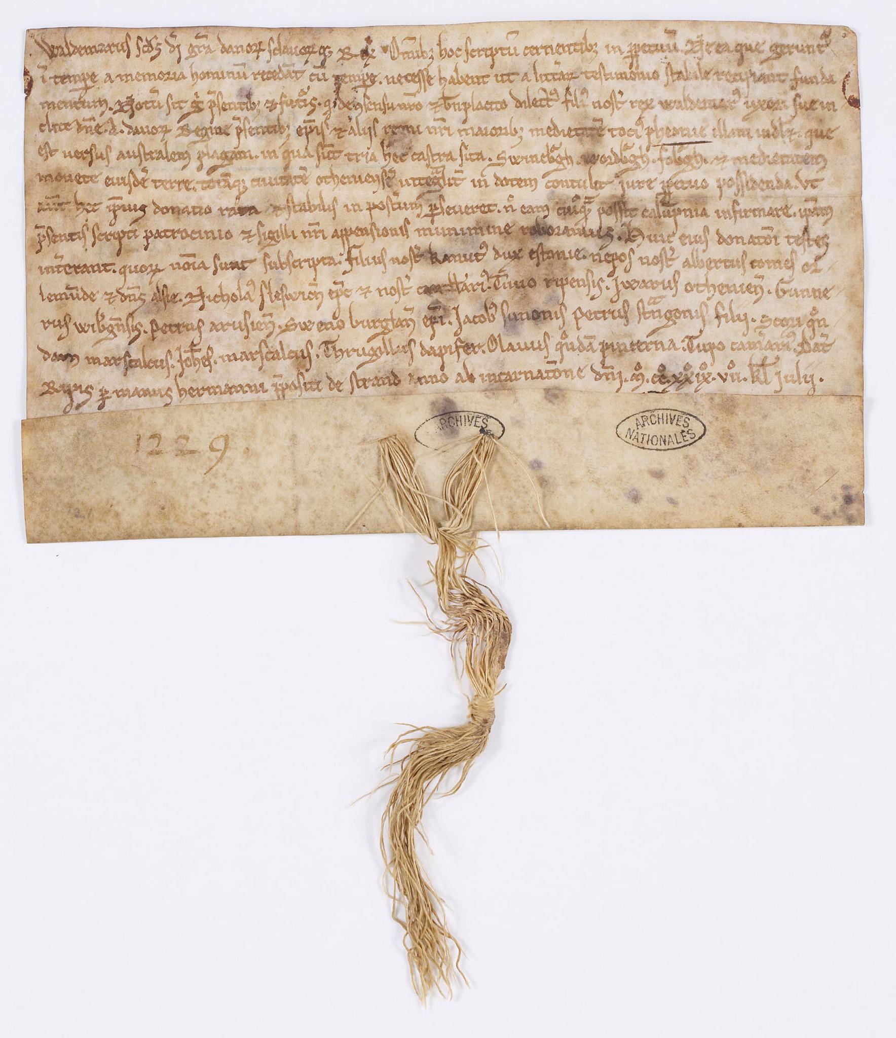 Parchemin de Valdemar II (1229)